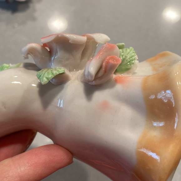 SET 2 Vintage Antique Hand Roses Ring Holders Porcelain Jewelry stand - Picture 13 of 16